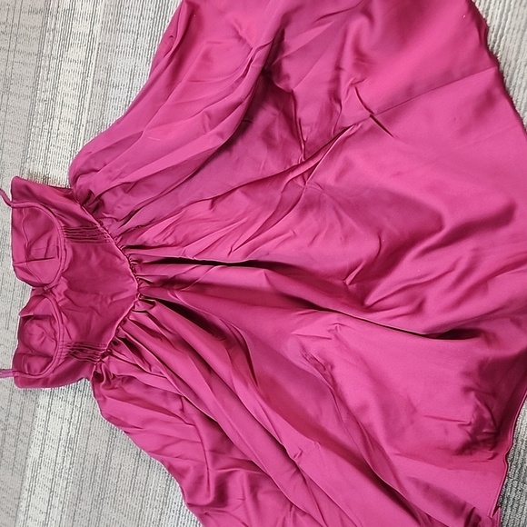 House of CB Burgundy Satin Midi Dress Strapless Measures Small - Picture 8 of 8